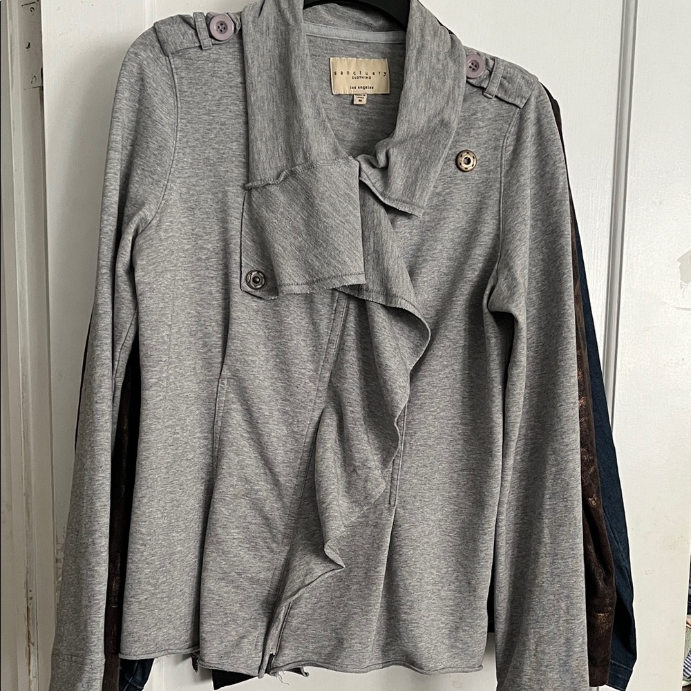 Anatomie Light Gray Ruffle-Front Jacket